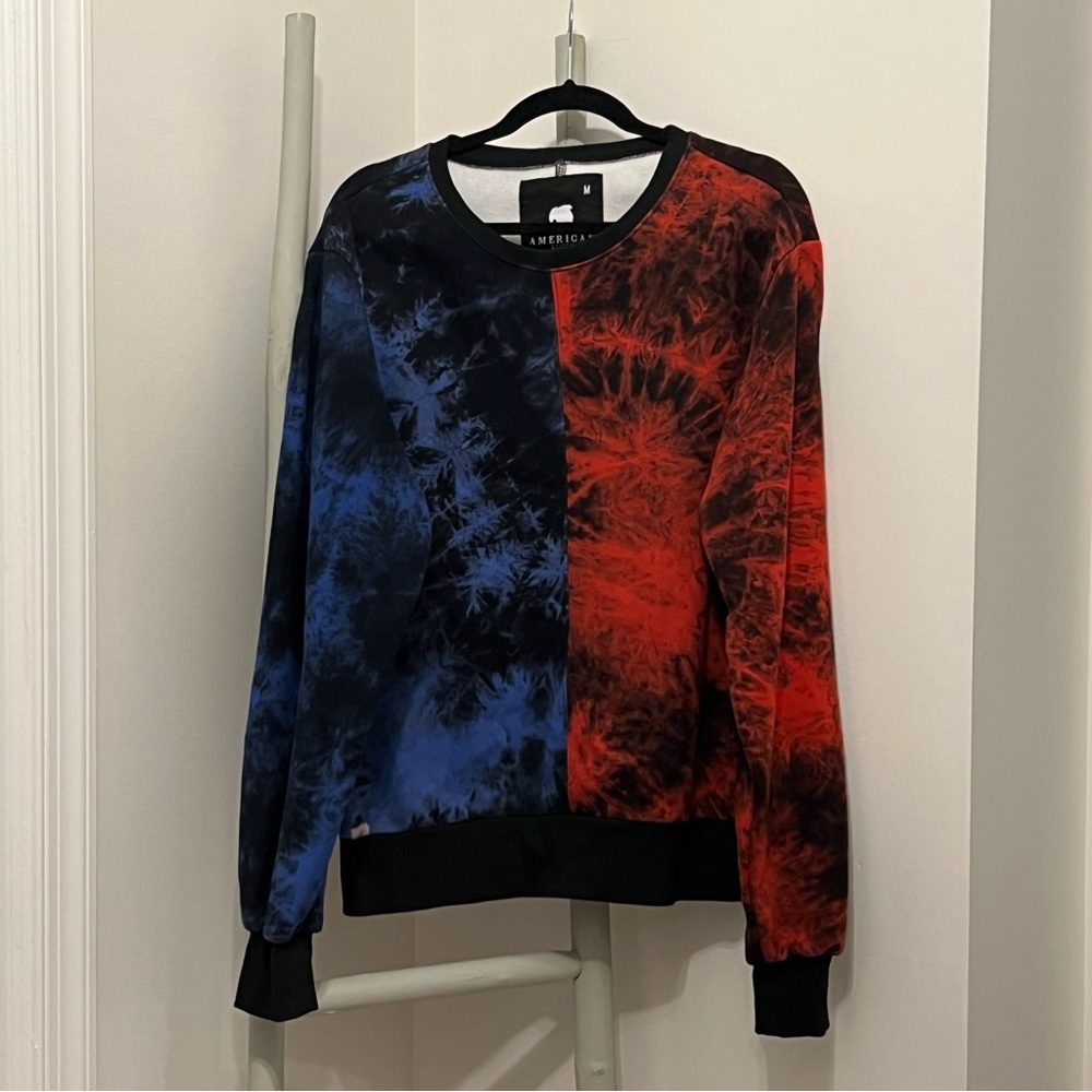 American Stitch Men’s Tye-Dyed Sweatshirt / Blue and Red / Size Large